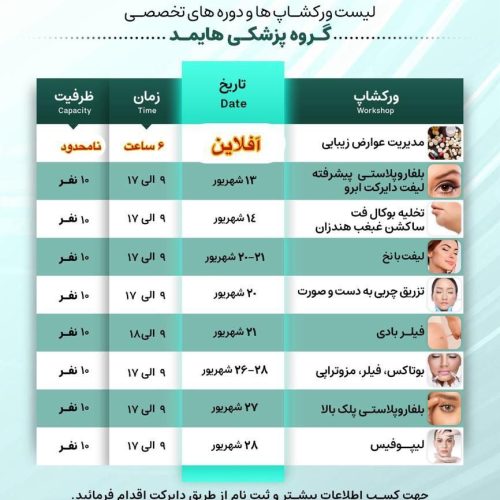 لیست ورکشاپ هاى “شهریور” ماه هایمدیسین